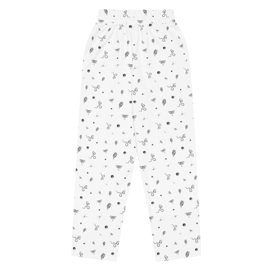 Mystic Print Joggers | White | Relaxed Fit, Wide Leg, Comfortable for Everyday Wear