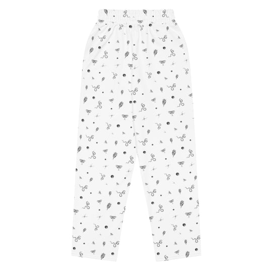 Mystic Print Joggers | White | Relaxed Fit, Wide Leg, Comfortable for Everyday Wear