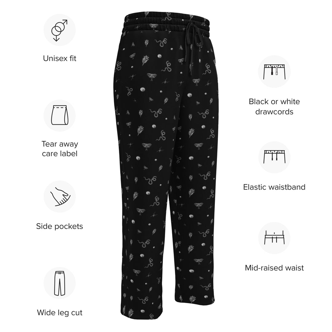 Mystic Print Joggers | Black | Relaxed Fit, Wide Leg, Comfortable for Everyday Wear