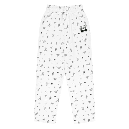 Mystic Print Joggers | White | Relaxed Fit, Wide Leg, Comfortable for Everyday Wear