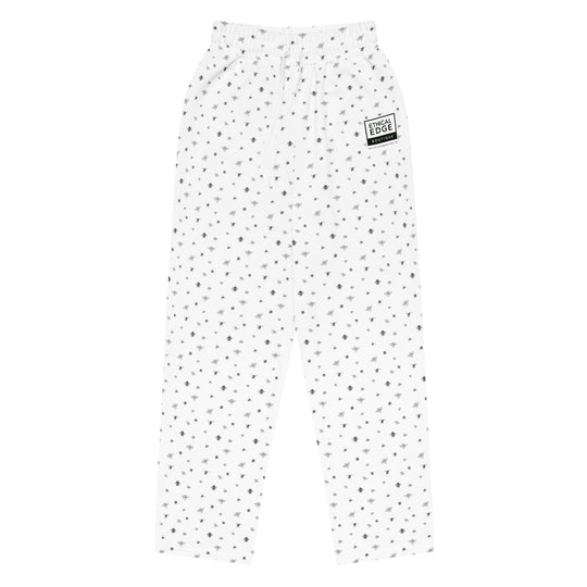 Bee Print Joggers | White | Made from Recycled Materials