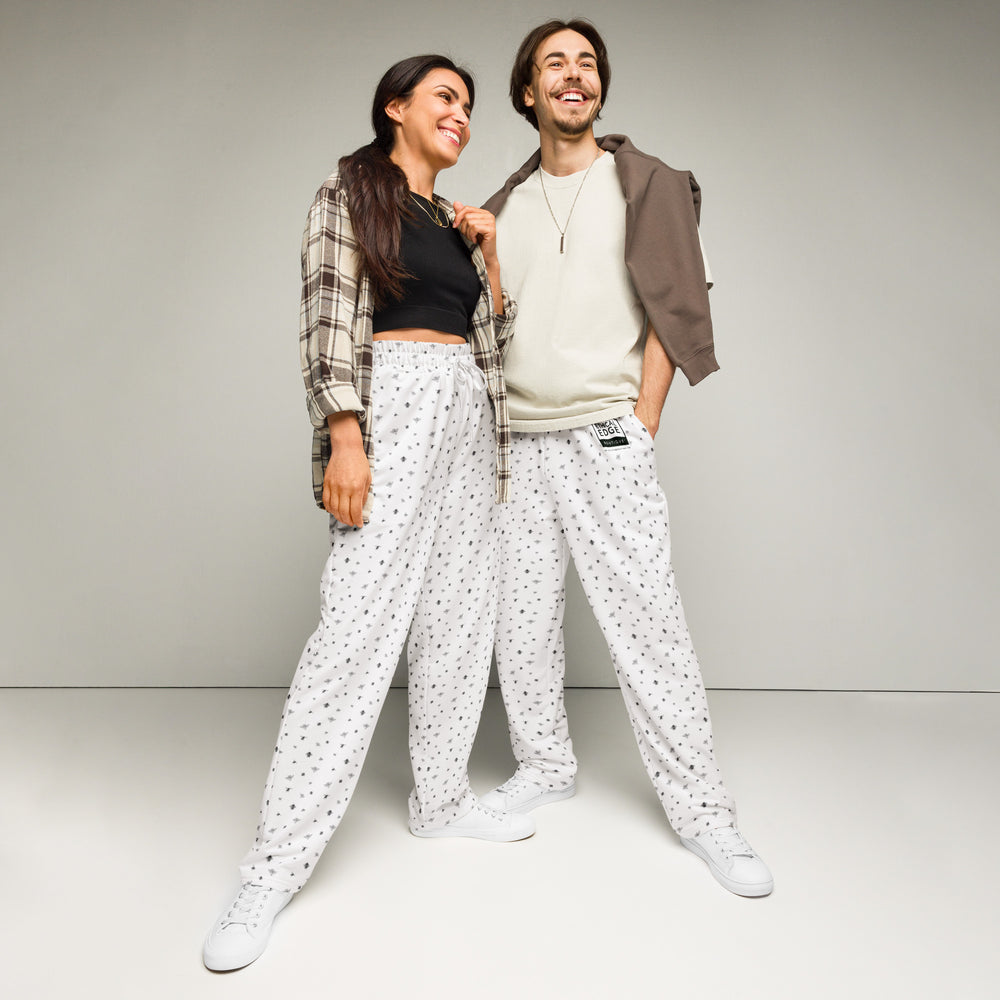 Bee Print Joggers | White | Made from Recycled Materials