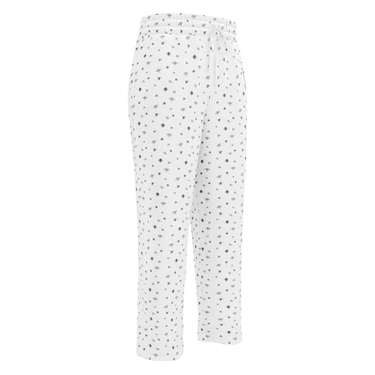 Bee Print Joggers | White | Made from Recycled Materials