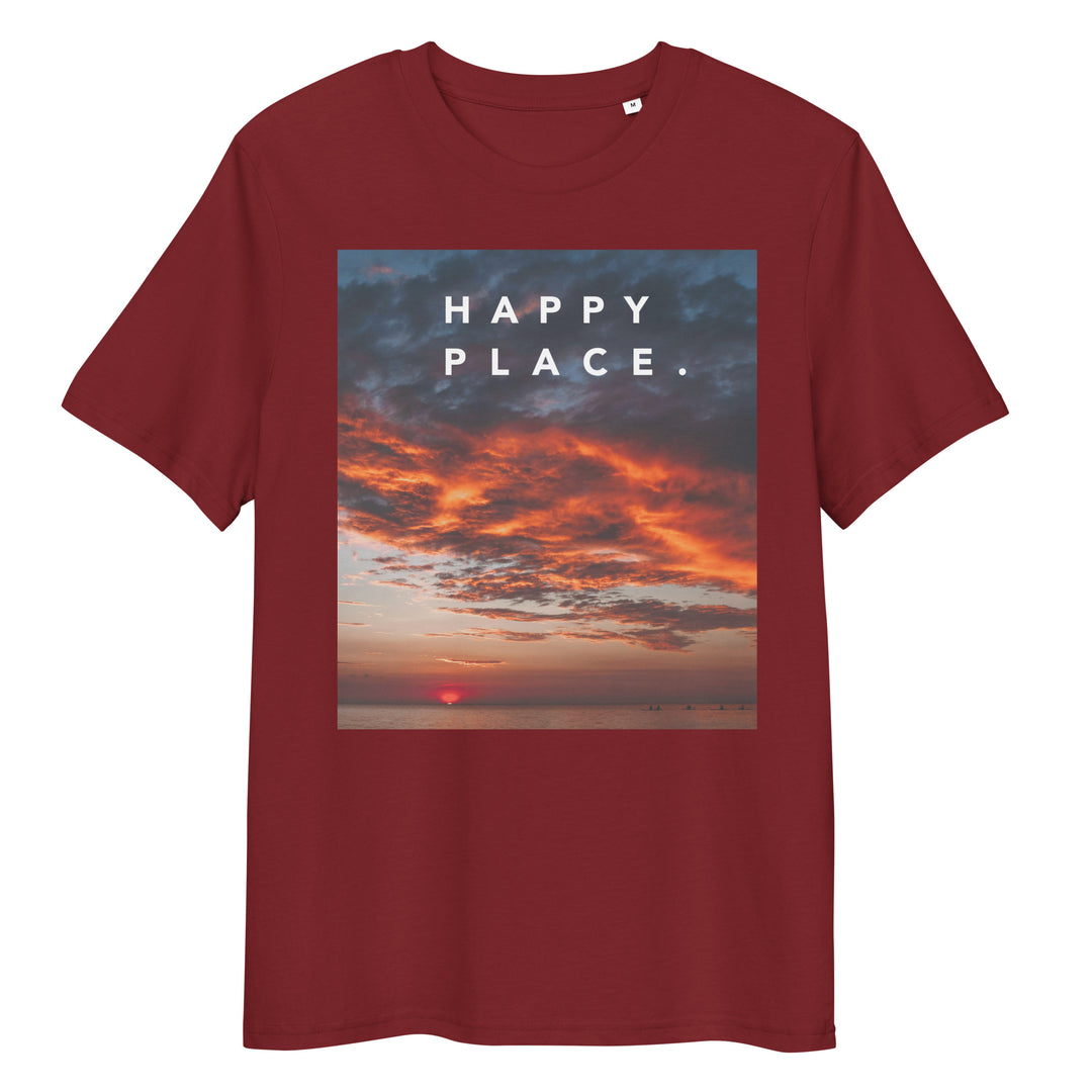 Happy Place | Sunset T-Shirt | Organic Cotton | Vibrant Ocean Design