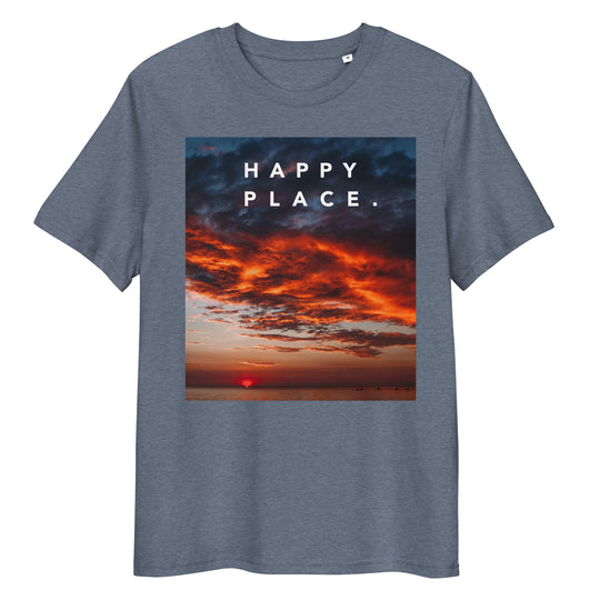 Happy Place | Sunset T-Shirt | Organic Cotton | Vibrant Ocean Design