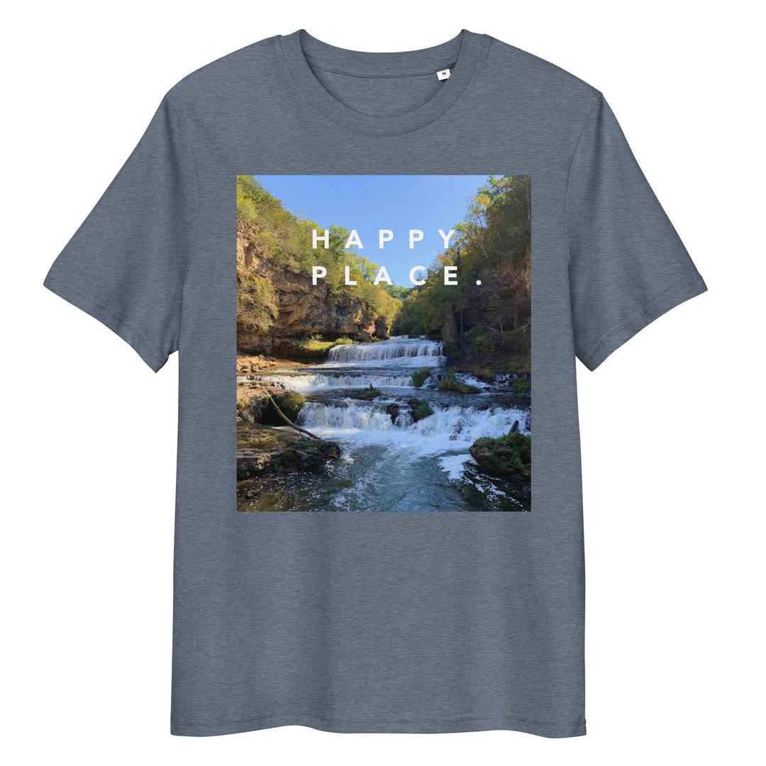 Happy Place | Willow River Waterfall T-Shirt | Organic Cotton | Scenic Waterfall Design