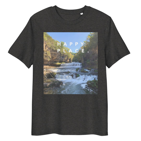 Happy Place | Willow River Waterfall T-Shirt | Organic Cotton | Scenic Waterfall Design