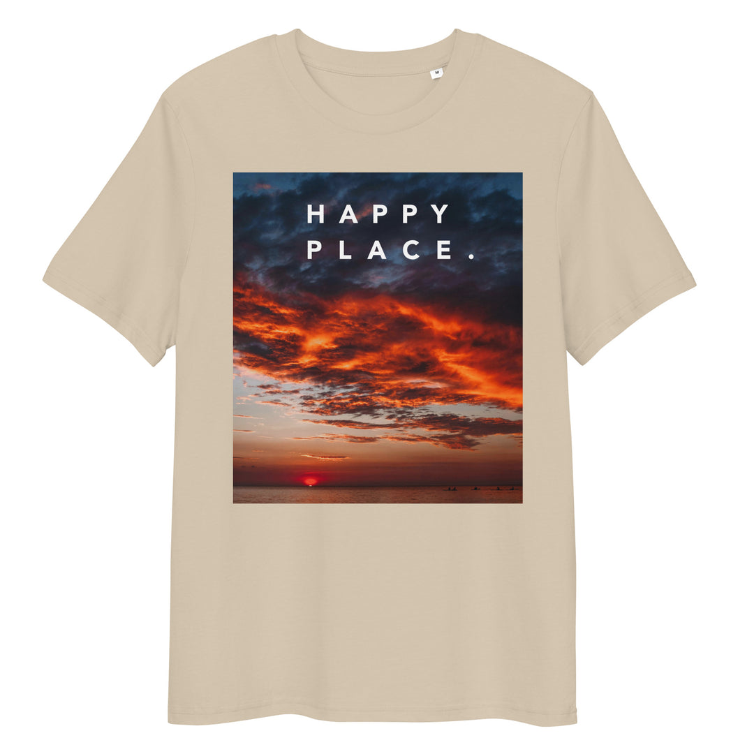 Happy Place | Sunset T-Shirt | Organic Cotton | Vibrant Ocean Design