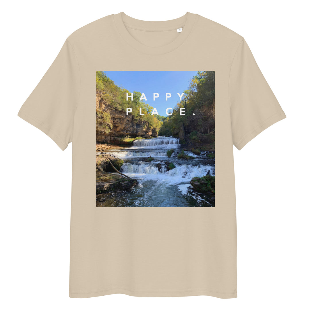 Happy Place | Willow River Waterfall T-Shirt | Organic Cotton | Scenic Waterfall Design