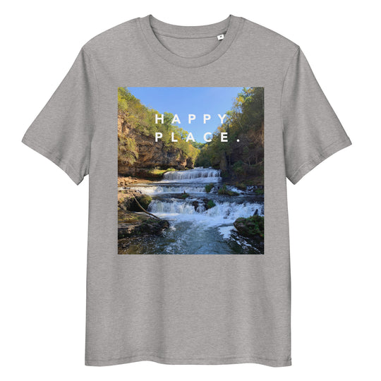 Happy Place | Willow River Waterfall T-Shirt | Organic Cotton | Scenic Waterfall Design