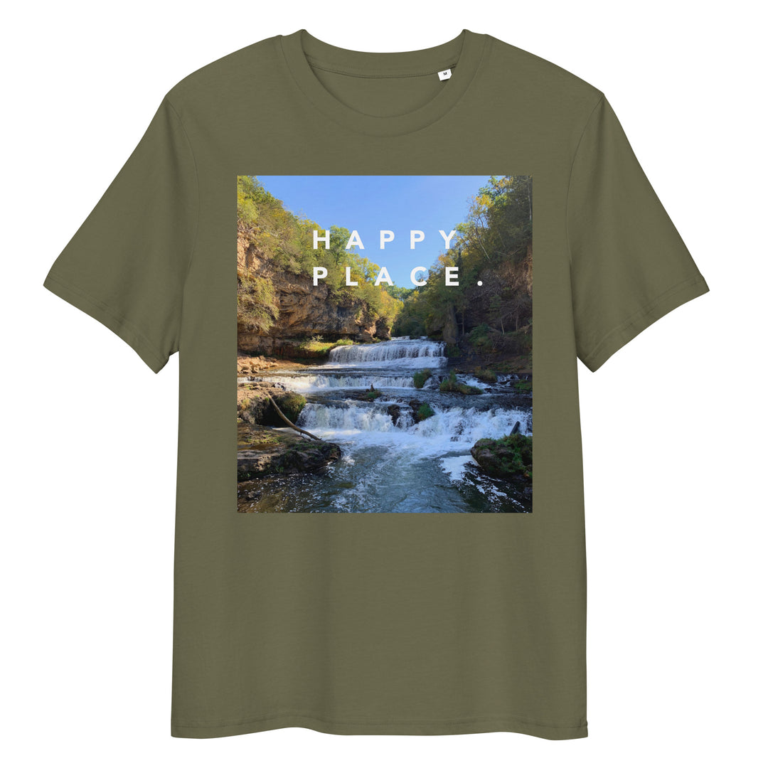 Happy Place | Willow River Waterfall T-Shirt | Organic Cotton | Scenic Waterfall Design