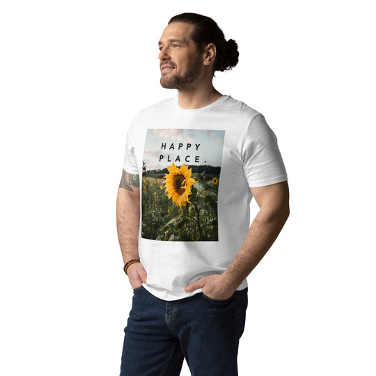 Happy Place | Sunflower T-Shirt | Organic Cotton | Bright Sunflower Field Design