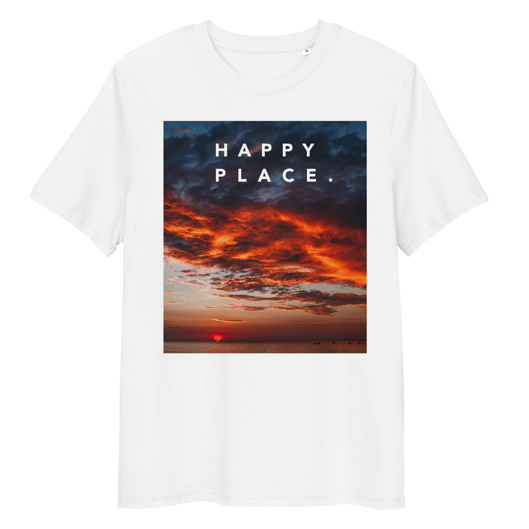 Happy Place | Sunset T-Shirt | Organic Cotton | Vibrant Ocean Design