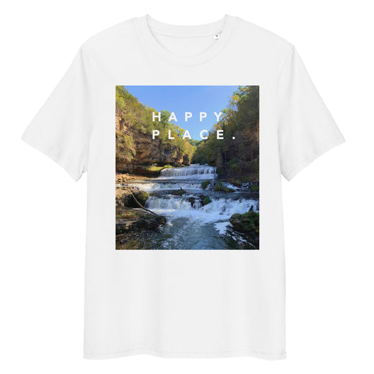 Happy Place | Willow River Waterfall T-Shirt | Organic Cotton | Scenic Waterfall Design